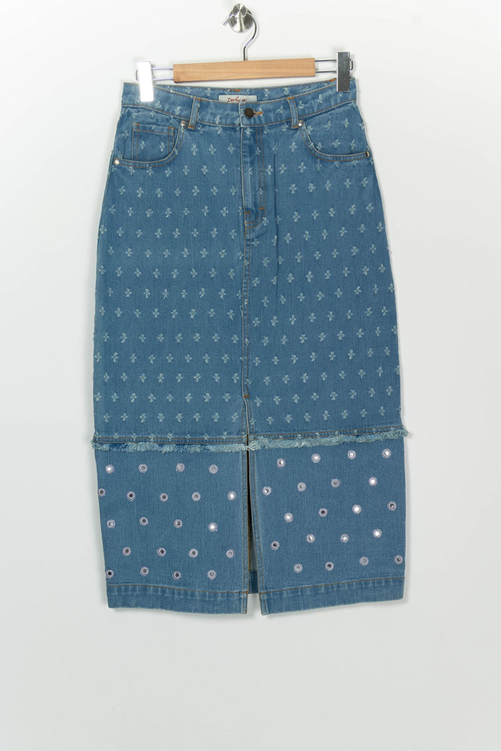 Jupe Midi En Jean Bleue - Taille M/38 de la marque Derhy | PARAD126007 - Vendu par Paradigme - Image 2