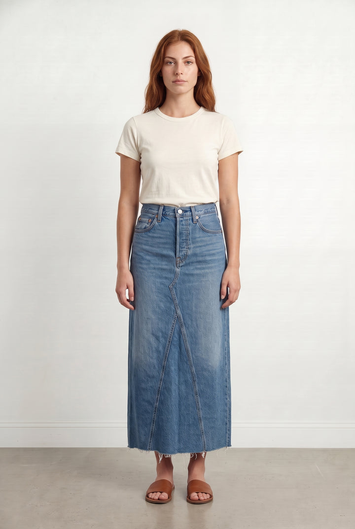 Jupe Midi En Jean Bleue - Taille S/36 de la marque Levi&