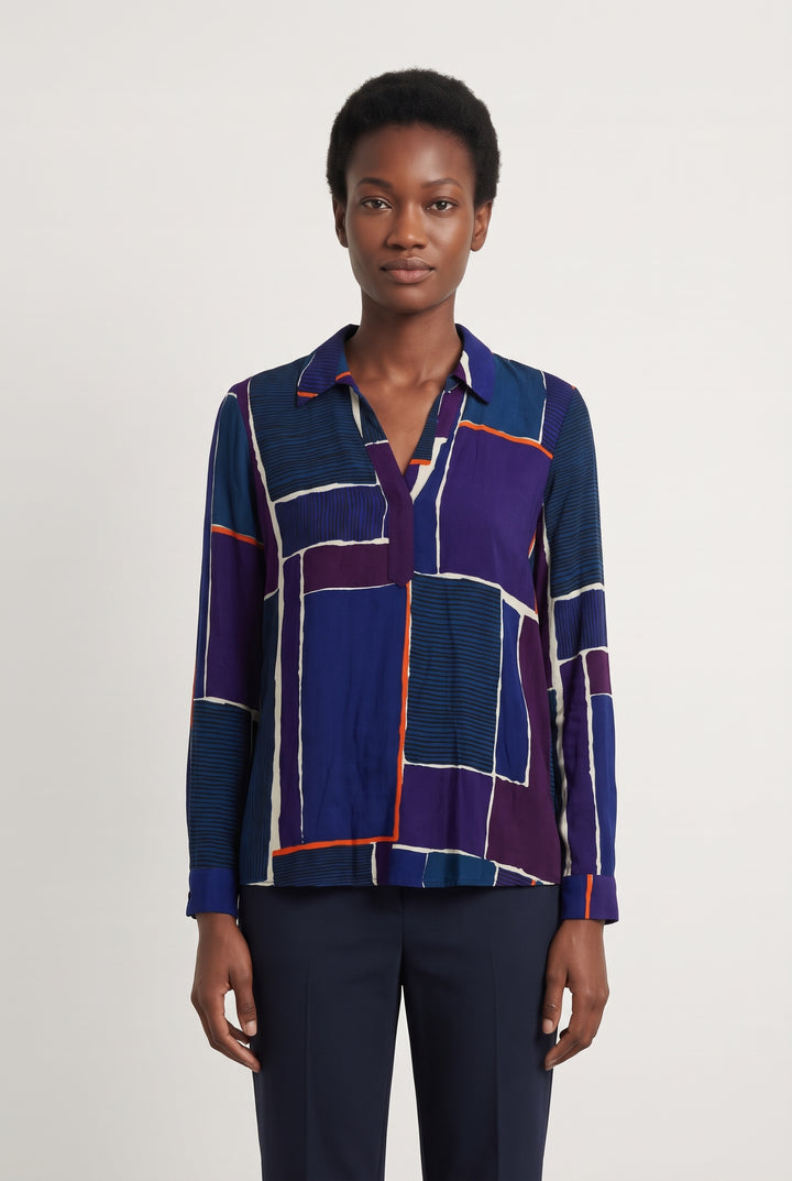 Chemise Bleue et Violette - Taille M/38 de la marque Caroll | PARAD126011 - Vendu par Paradigme - Image 1