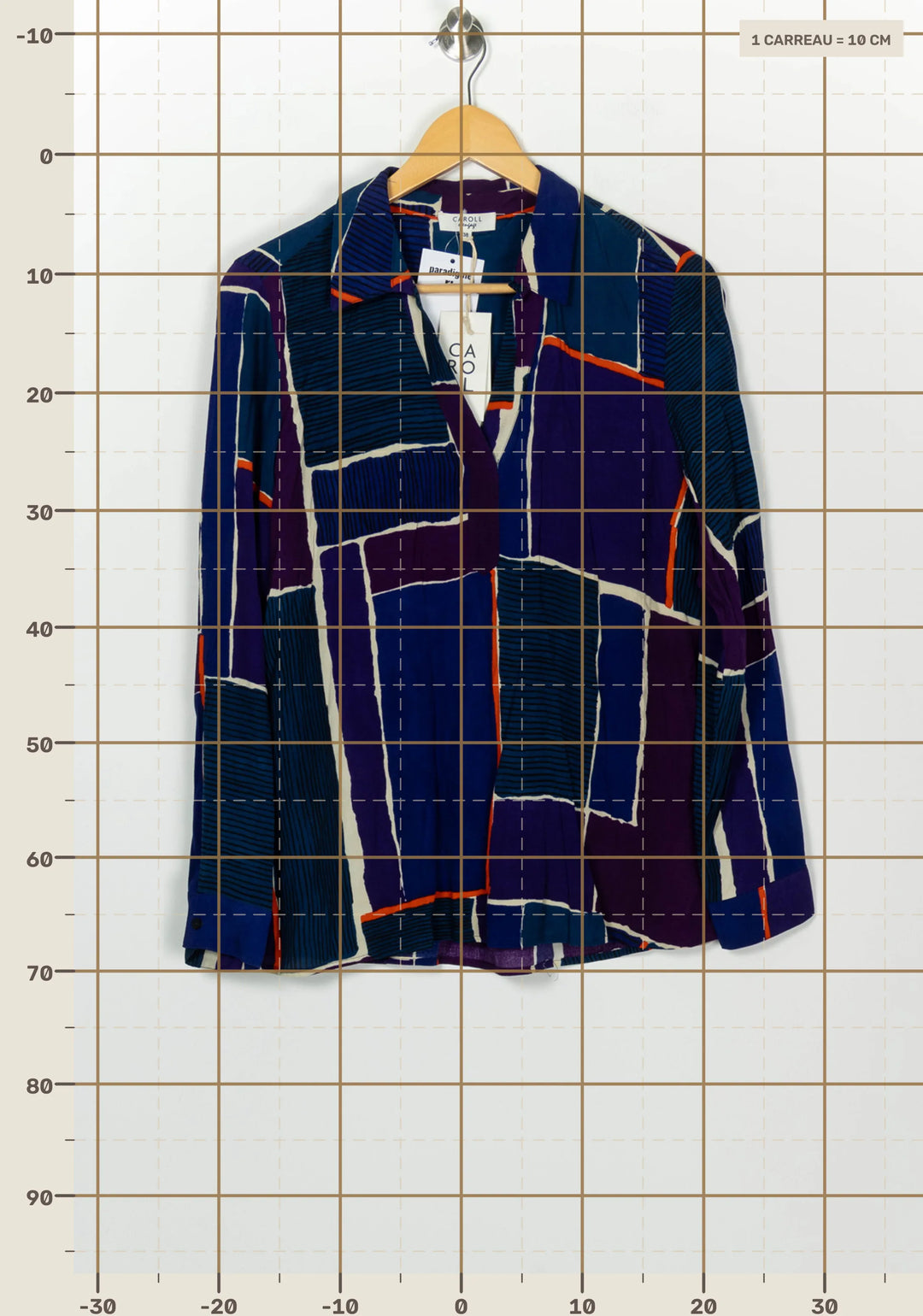 Chemise Bleue et Violette - Taille M/38 de la marque Caroll | PARAD126011 - Vendu par Paradigme - Image 4