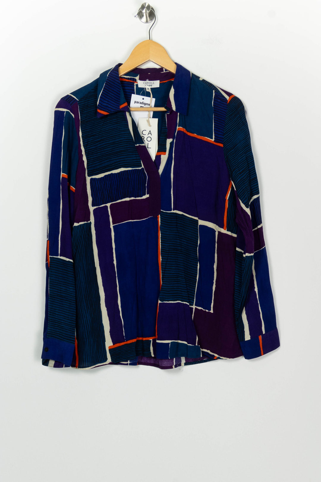 Chemise Bleue et Violette - Taille M/38 de la marque Caroll | PARAD126011 - Vendu par Paradigme - Image 2