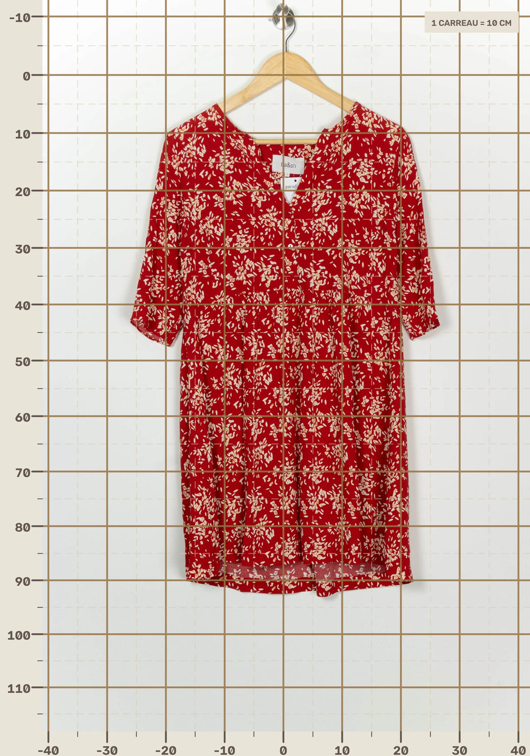 Robe Courte Rouge et Beige - Taille M/38 de la marque ba&amp;sh | PARAD126017 - Vendu par Paradigme - Image 4