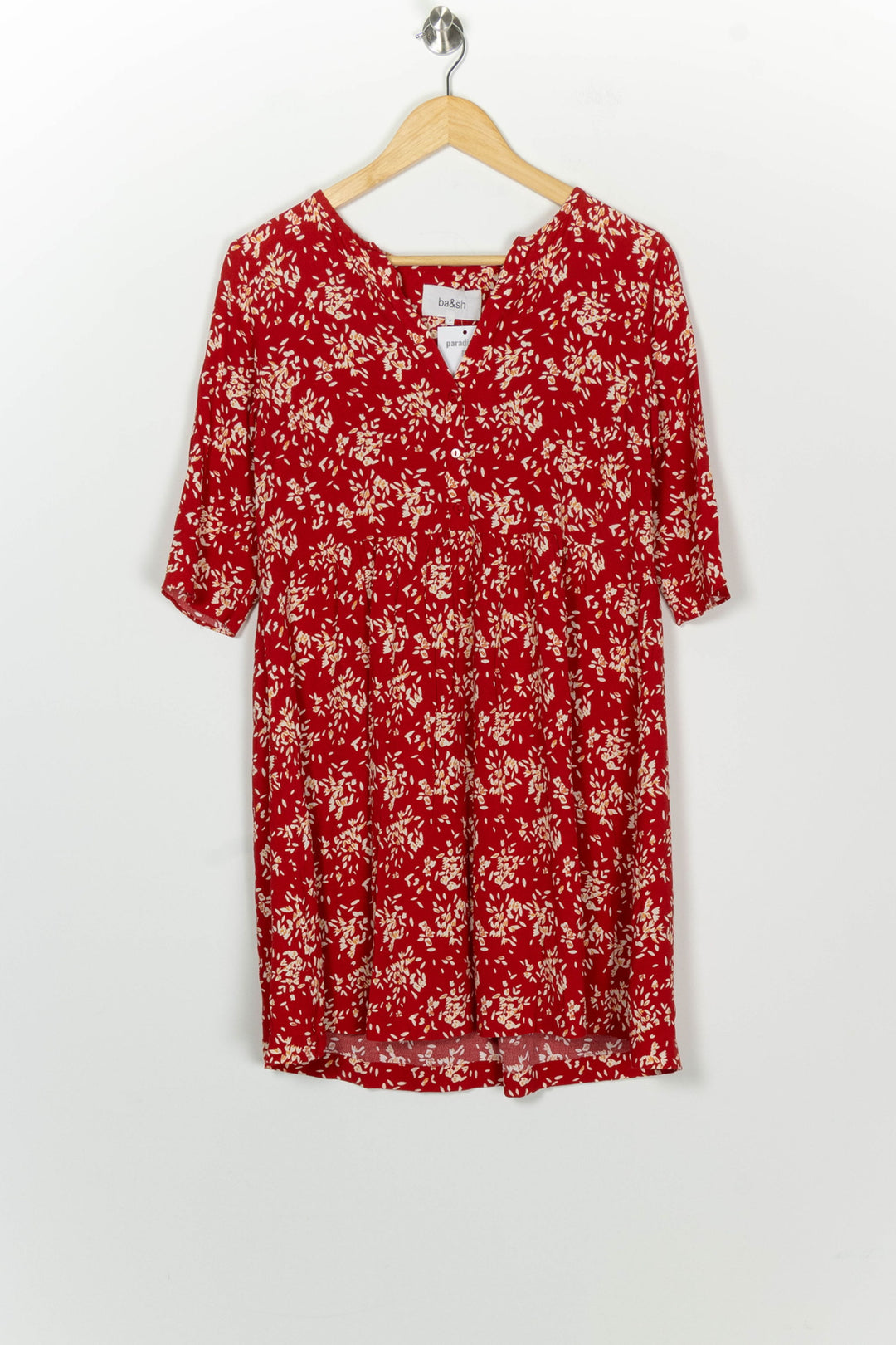 Robe Courte Rouge et Beige - Taille M/38 de la marque ba&amp;sh | PARAD126017 - Vendu par Paradigme - Image 2