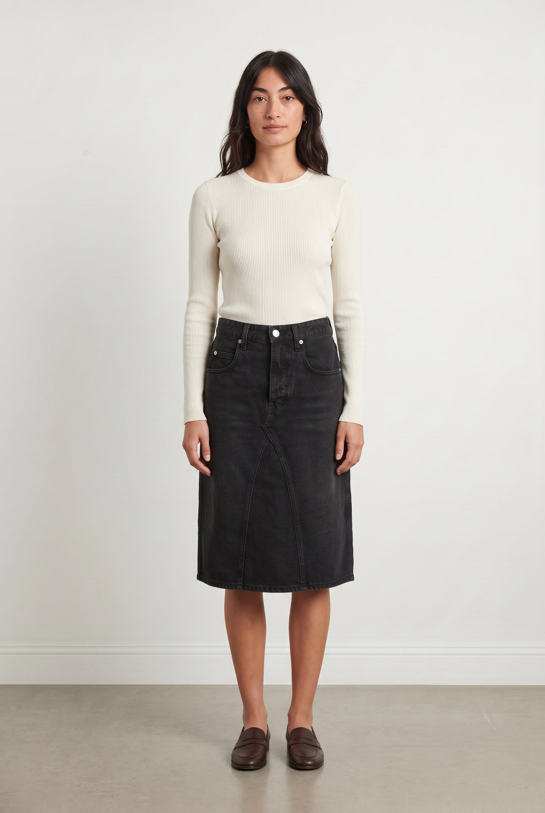 Jupe Midi En Jean Noire - Taille S/36 de la marque Isabel Marant étoile | PARAD126110 - Vendu par Paradigme - Image 1
