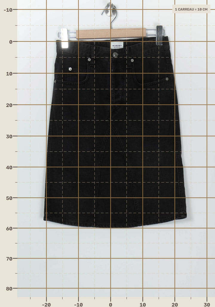 Jupe Midi En Jean Noire - Taille S/36 de la marque Isabel Marant étoile | PARAD126110 - Vendu par Paradigme - Image 4