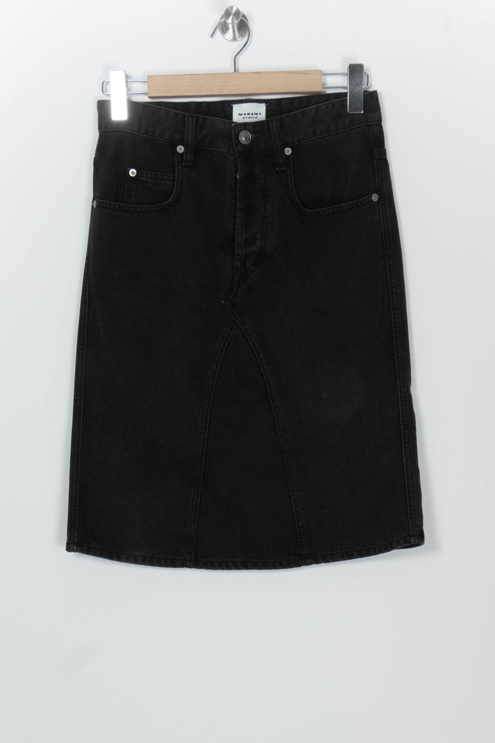 Jupe Midi En Jean Noire - Taille S/36 de la marque Isabel Marant étoile | PARAD126110 - Vendu par Paradigme - Image 2