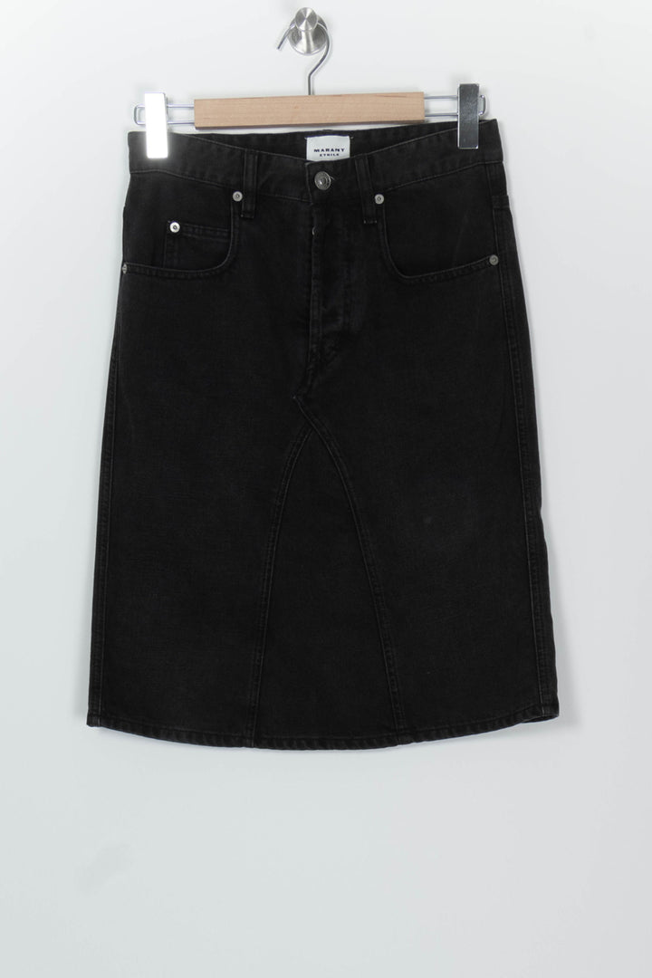 Jupe Midi En Jean Noire - Taille S/36 de la marque Isabel Marant étoile | PARAD126110 - Vendu par Paradigme - Image 2