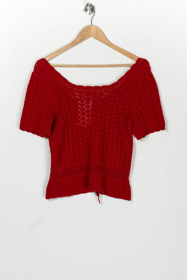 Top En Maille Rouge - Taille S/36 de la marque La Petite Etoile | PARAD126185 - Vendu par Paradigme - Image 5
