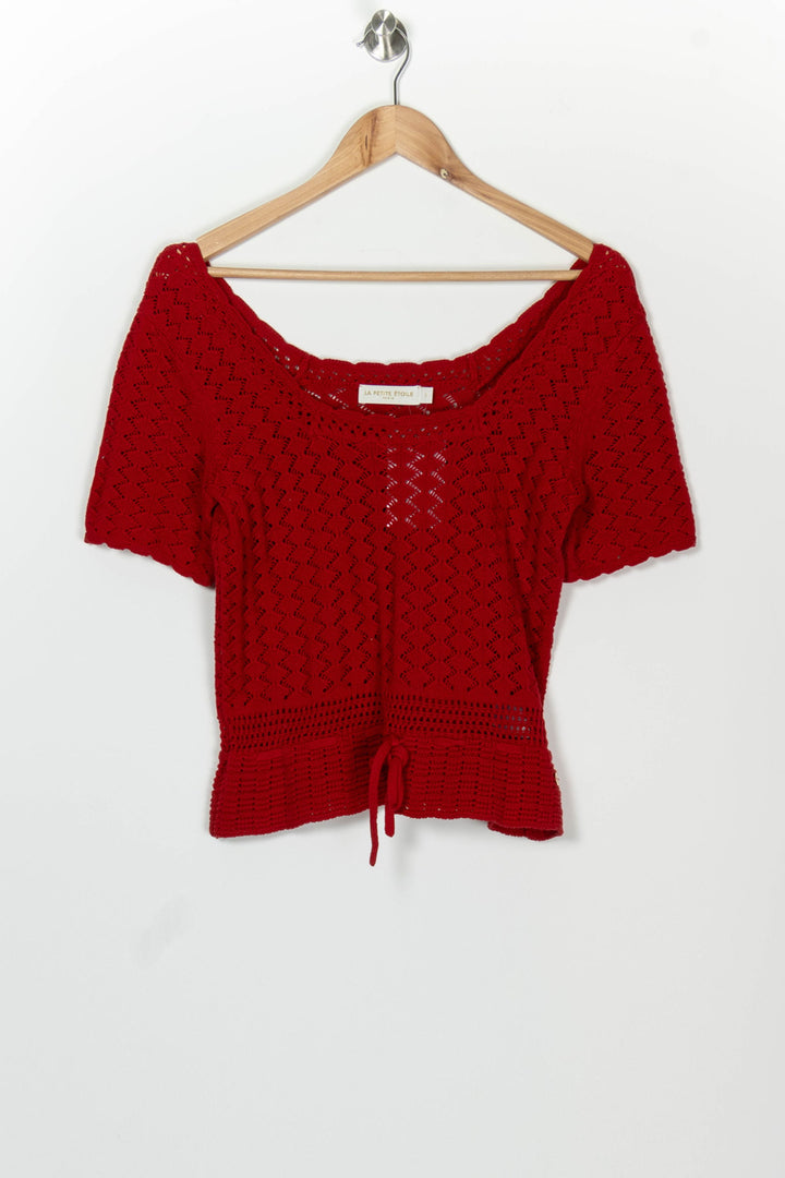 Top En Maille Rouge - Taille S/36 de la marque La Petite Etoile | PARAD126185 - Vendu par Paradigme - Image 2