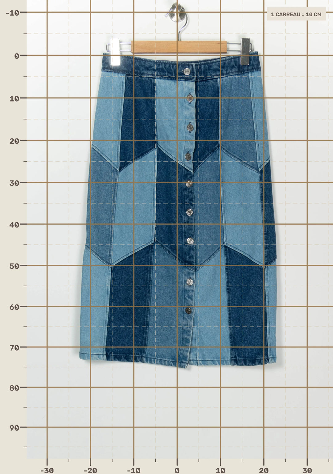 Jupe Midi Bleu Clair et Bleu Foncé - Taille S/36 de la marque Sézane | PARAD126297 - Vendu par Paradigme - Image 4