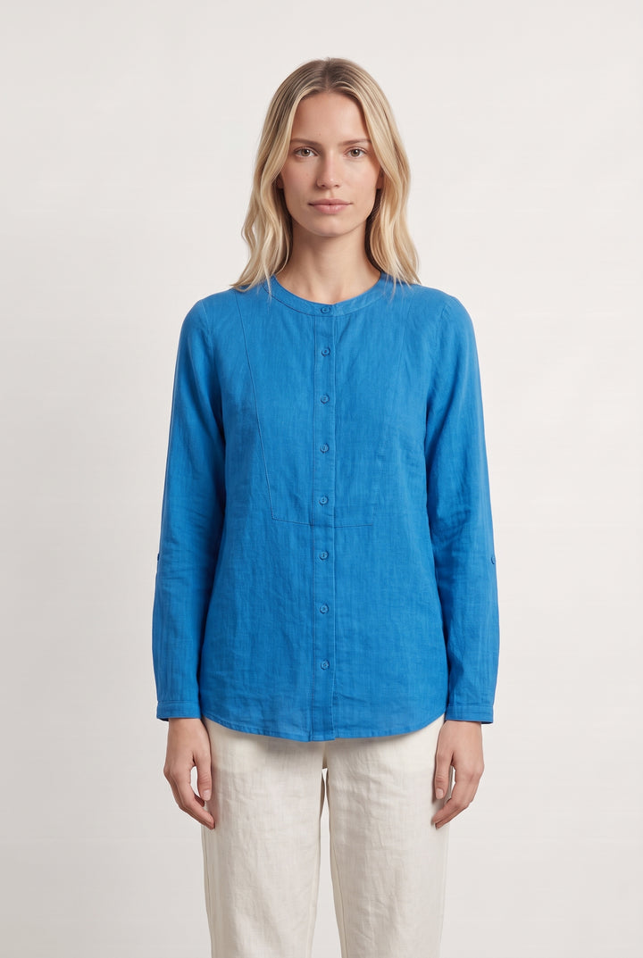 Chemise À Col Rond Bleue - Taille S/36 de la marque Caroll | PARAD126329 - Vendu par Paradigme - Image 1