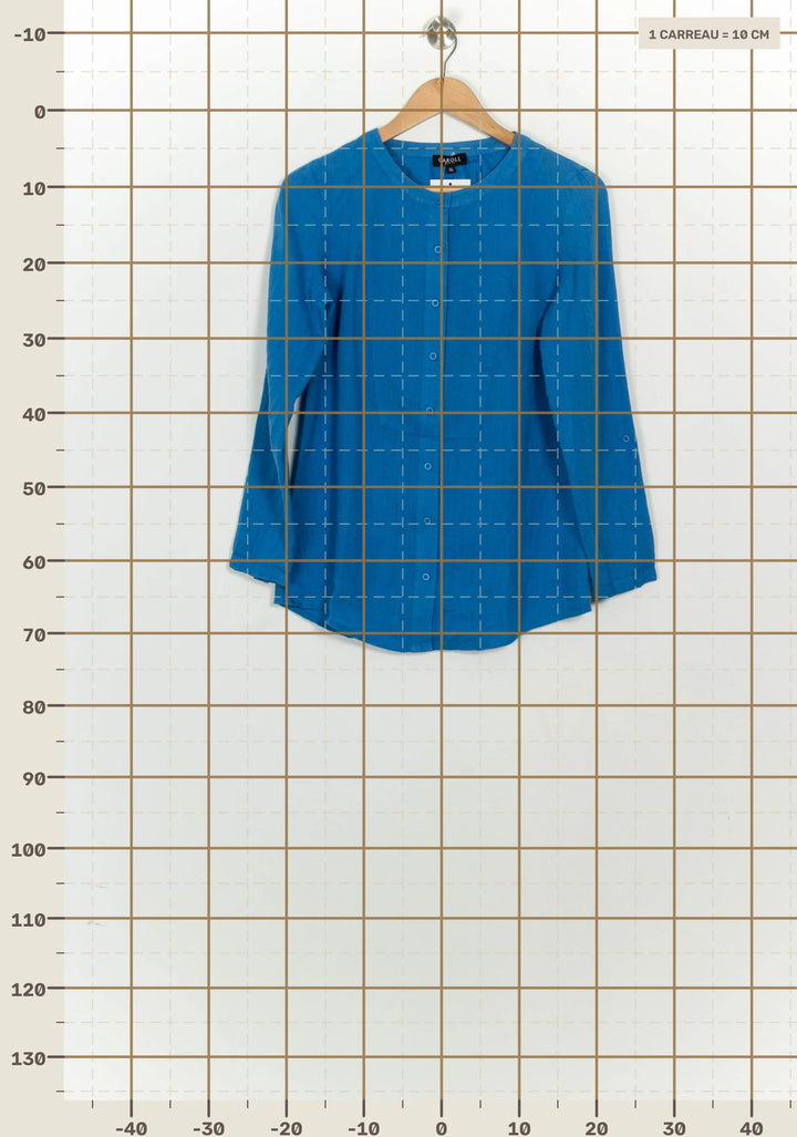 Chemise À Col Rond Bleue - Taille S/36 de la marque Caroll | PARAD126329 - Vendu par Paradigme - Image 4