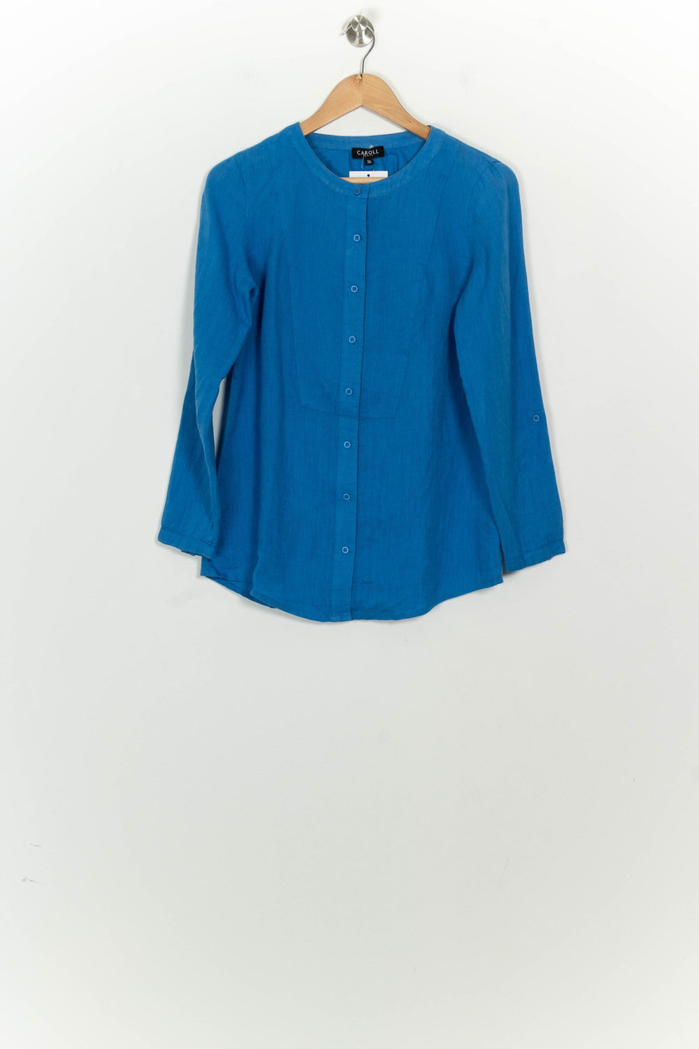 Chemise À Col Rond Bleue - Taille S/36 de la marque Caroll | PARAD126329 - Vendu par Paradigme - Image 2