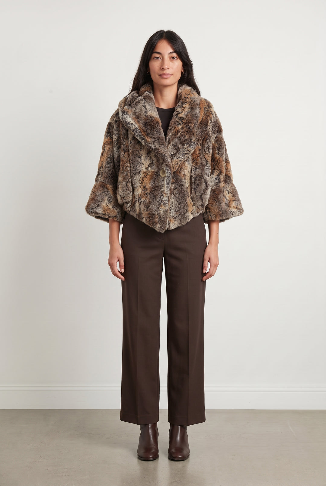 Manteau Marron et Gris - Taille M/38 de la marque La Fée Maraboutée | PARAD126334 - Vendu par Paradigme - Image 1