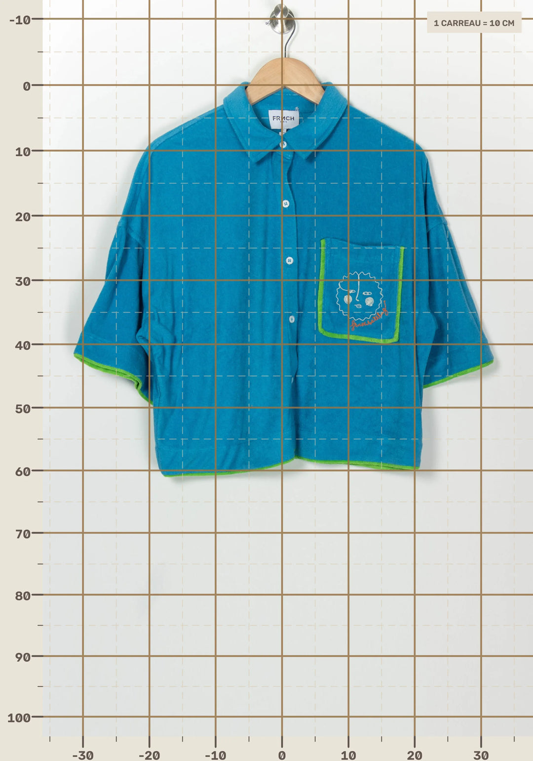 Chemise à Manches Courtes Bleue et Verte - Taille L/40 de la marque FRNCH | PARAD126341 - Vendu par Paradigme - Image 4
