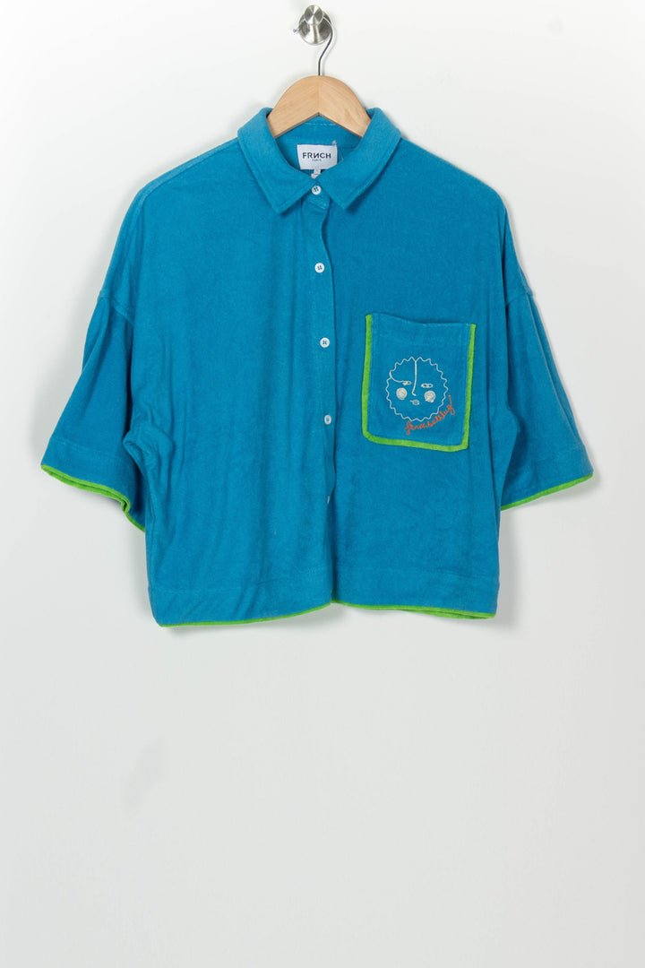 Chemise à Manches Courtes Bleue et Verte - Taille L/40 de la marque FRNCH | PARAD126341 - Vendu par Paradigme - Image 2