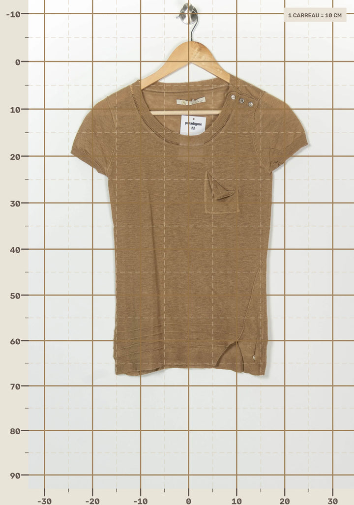 Pull À Manches Courtes Beige - Taille S/36 de la marque IKKS | PARAD126375 - Vendu par Paradigme - Image 4