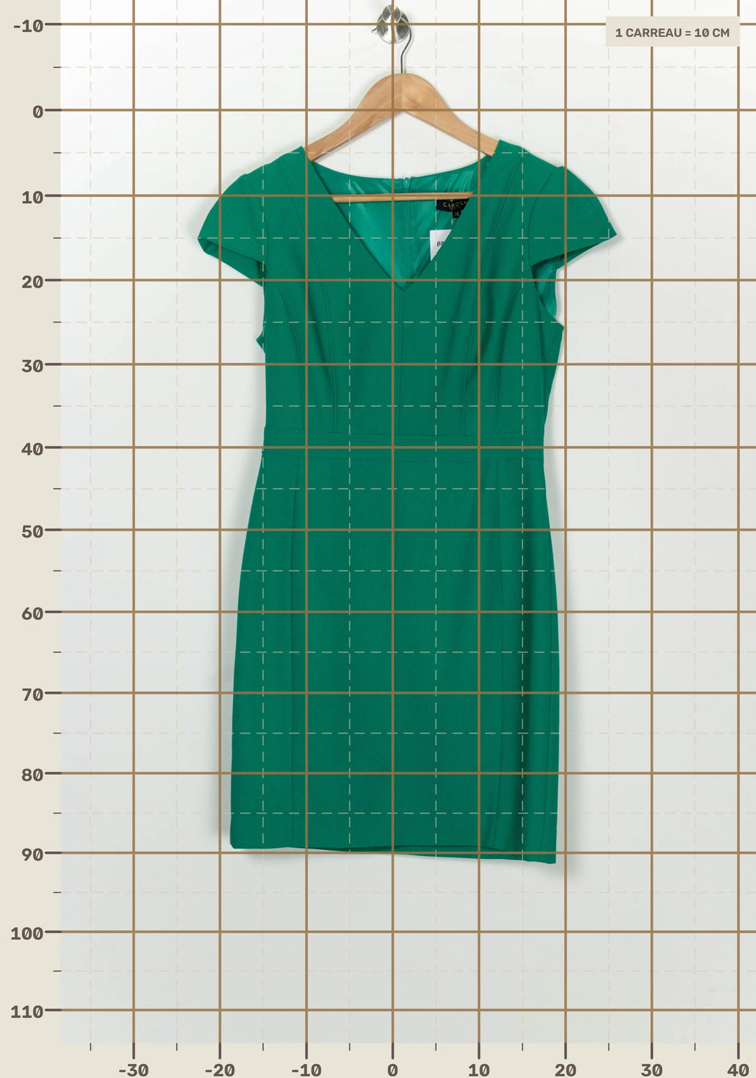 Robe Courte Verte - Taille M/38 de la marque Caroll | PARAD126504 - Vendu par Paradigme - Image 4