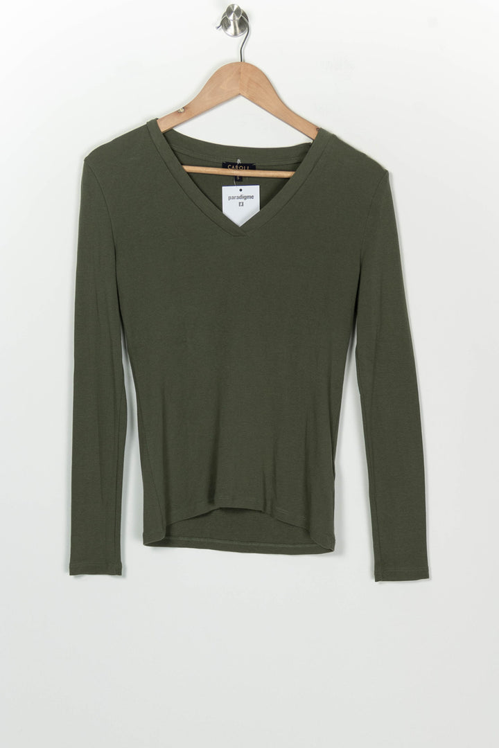 Tee-shirt à manches longues Vert - Taille S/36 de la marque Caroll | PARAD126514 - Vendu par Paradigme - Image 2