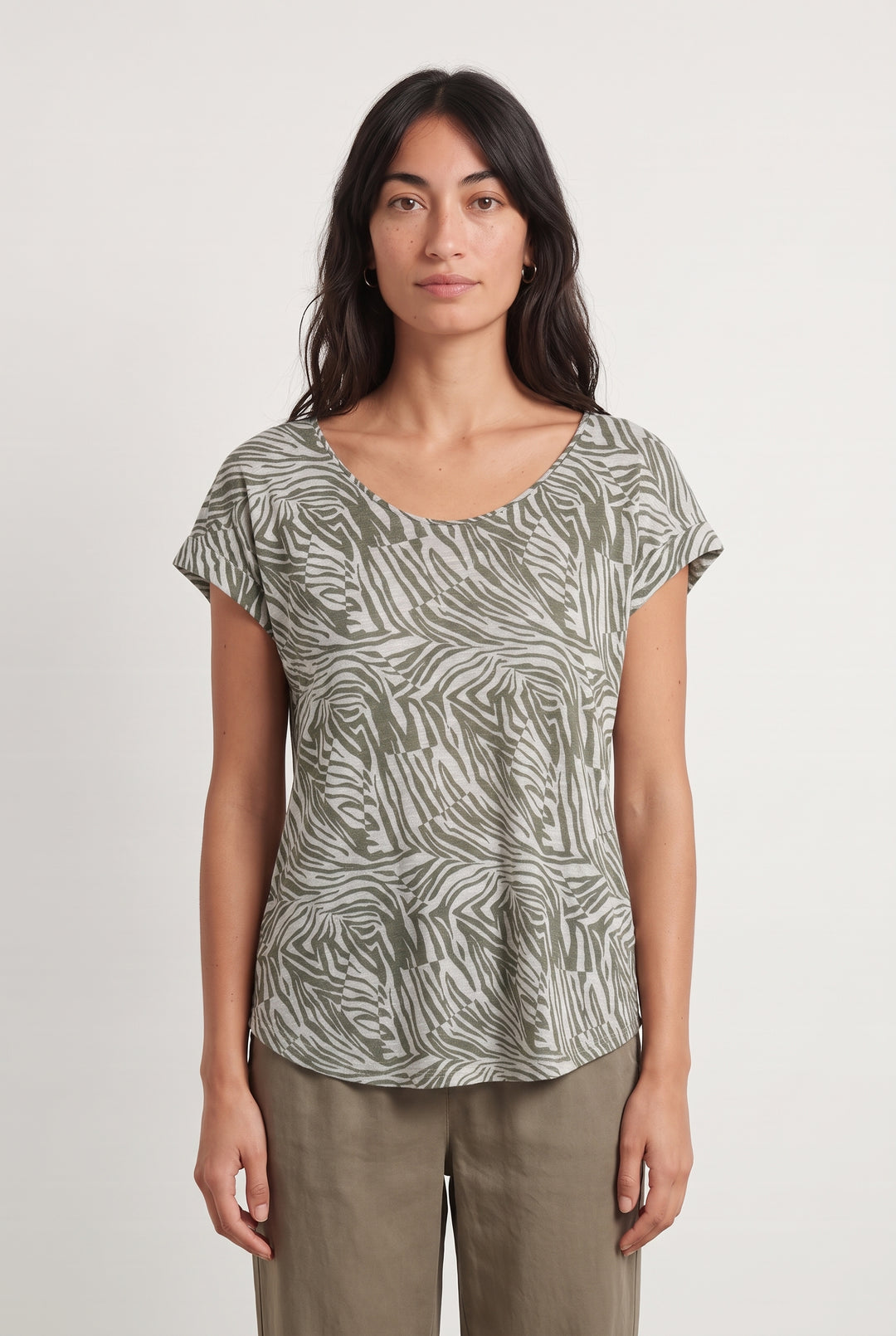 T-shirt Gris et Kaki - Taille XS/34 de la marque Caroll | PARAD126521 - Vendu par Paradigme - Image 1