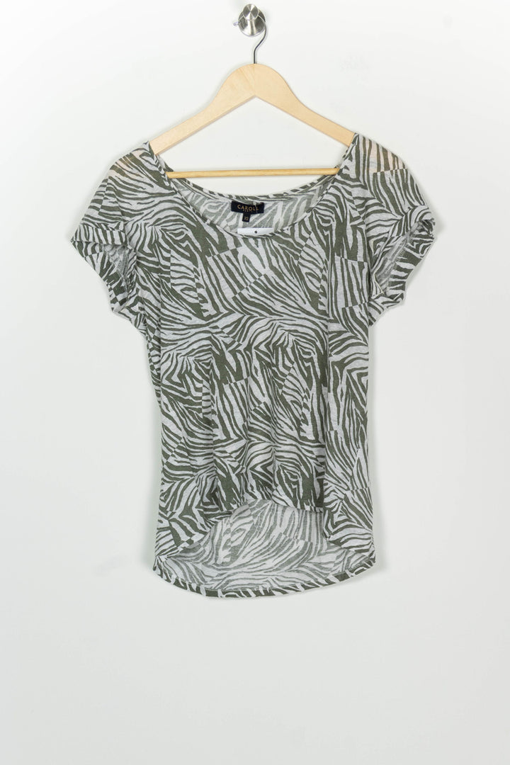 T-shirt Gris et Kaki - Taille XS/34 de la marque Caroll | PARAD126521 - Vendu par Paradigme - Image 2