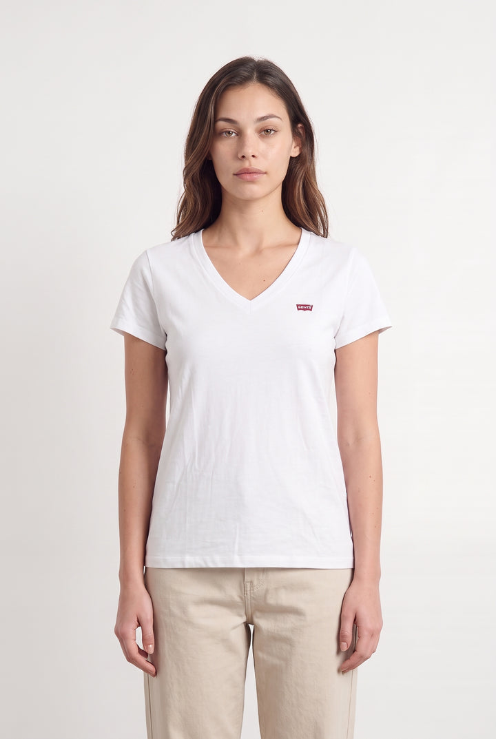 Tee-Shirt Col V Blanc - Taille XS/34 de la marque Levi&