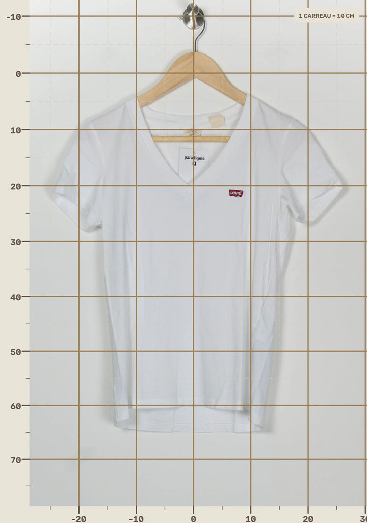 Tee-Shirt Col V Blanc - Taille XS/34 de la marque Levi&