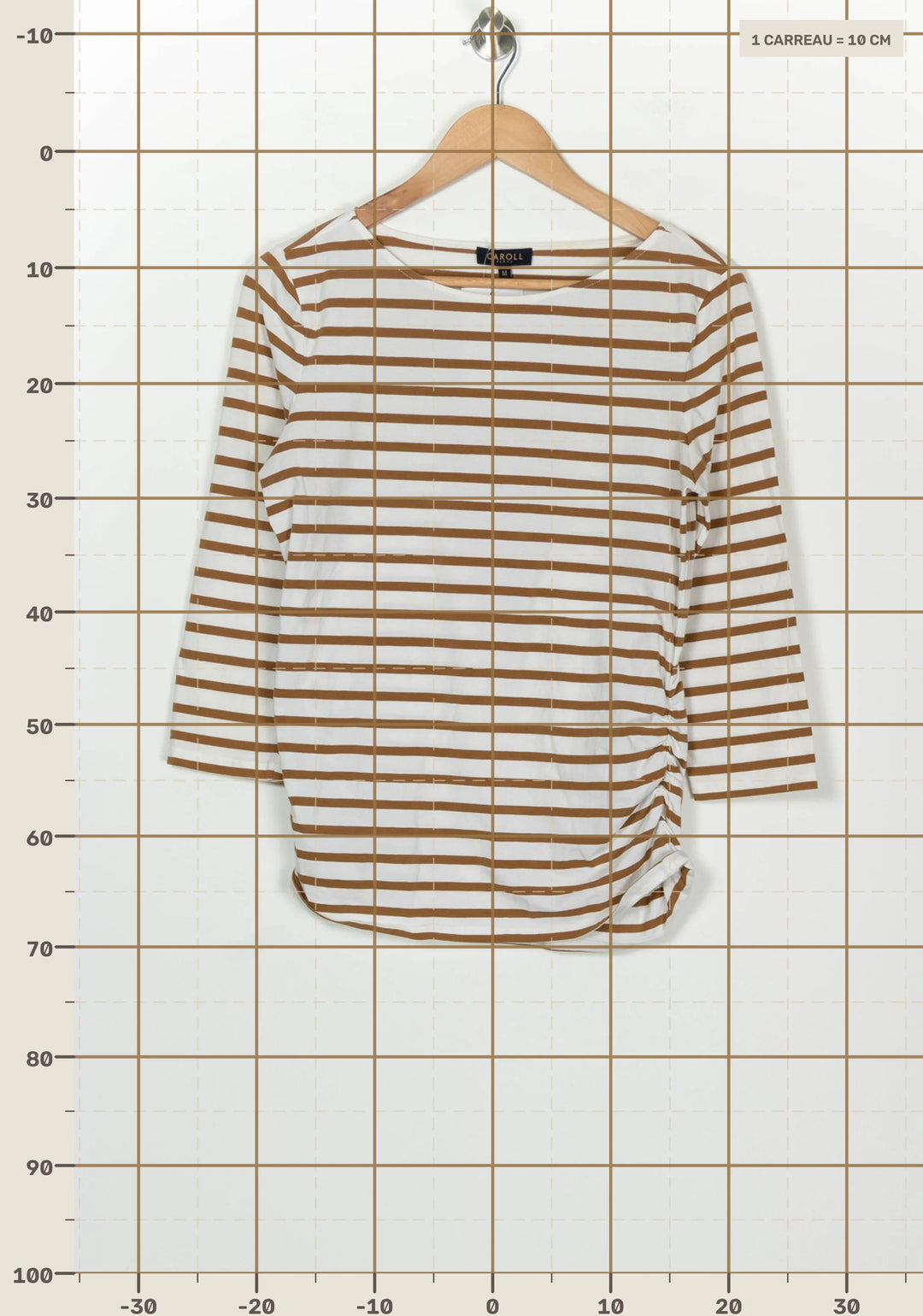 Tee-shirt Blanc et Marron - Taille M/38 de la marque Caroll | PARAD126534 - Vendu par Paradigme - Image 4
