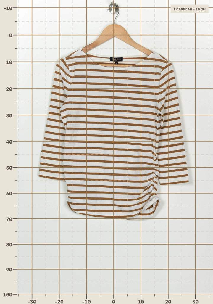 Tee-shirt Blanc et Marron - Taille M/38 de la marque Caroll | PARAD126534 - Vendu par Paradigme - Image 4