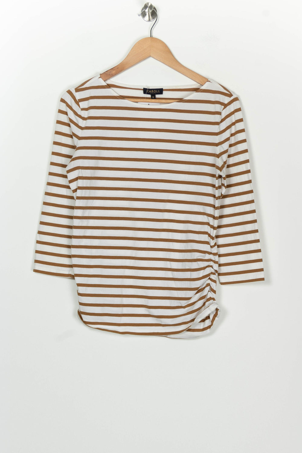 Tee-shirt Blanc et Marron - Taille M/38 de la marque Caroll | PARAD126534 - Vendu par Paradigme - Image 2