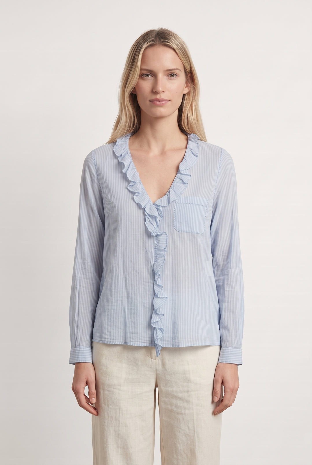 Blouse Rayée Bleue - Taille M/38 de la marque Sézane | PARAD126652 - Vendu par Paradigme - Image 1