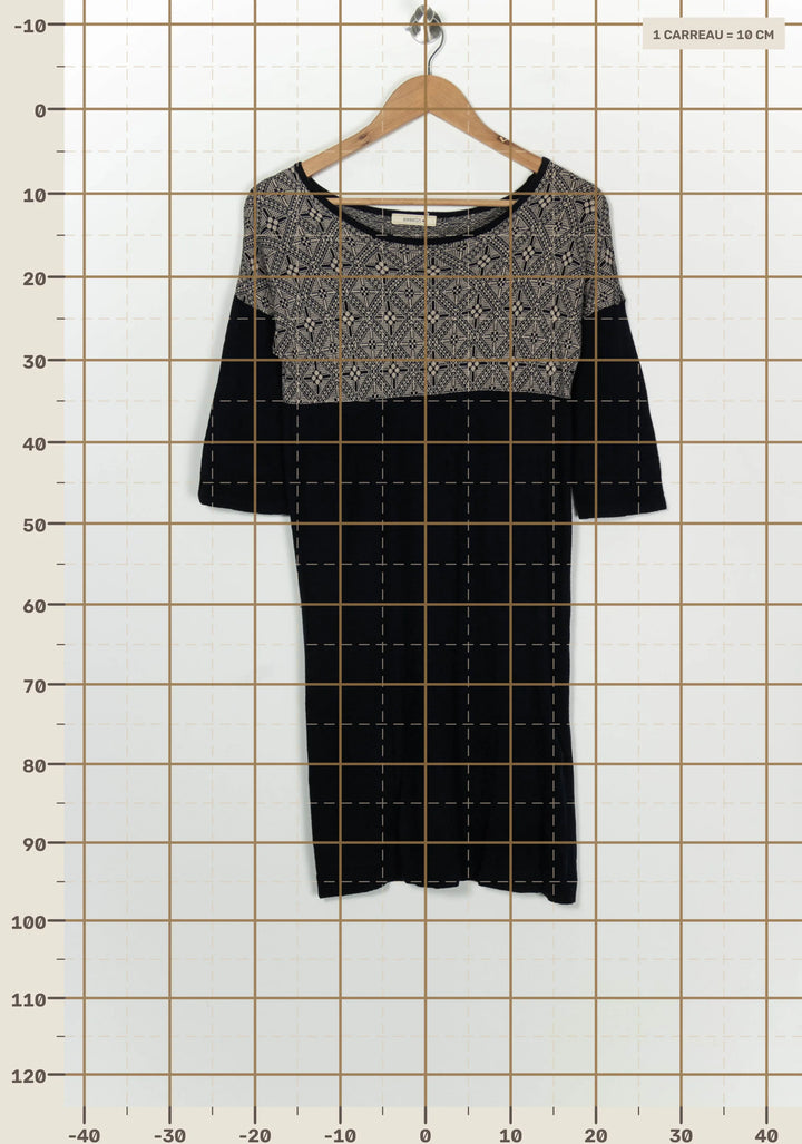 Robe Courte Noire et Beige - Taille S/36 de la marque Sessùn | PARAD126655 - Vendu par Paradigme - Image 4