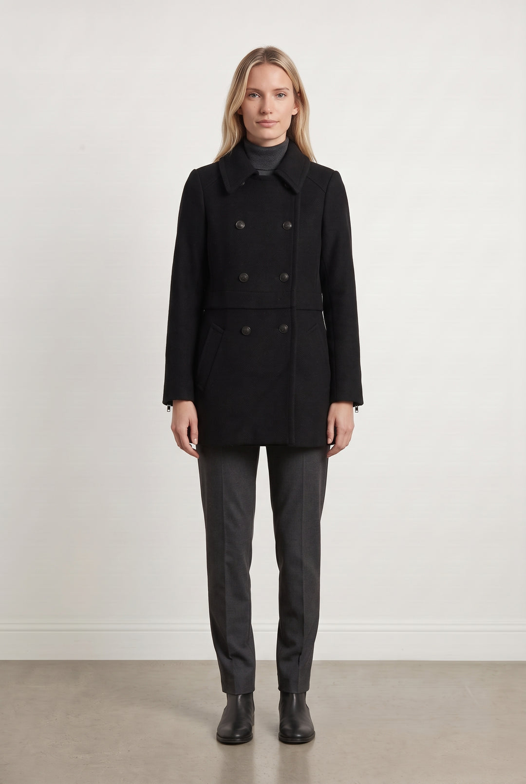 Manteau Croisé Noir - Taille S/36 de la marque IKKS | PARAD126669 - Vendu par Paradigme - Image 1