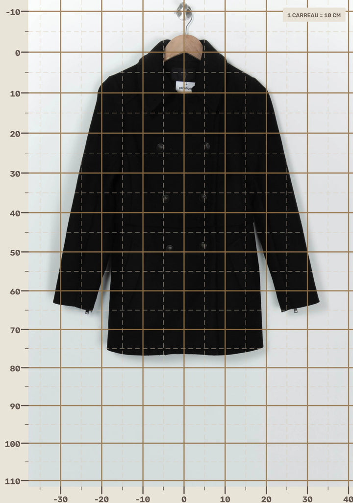 Manteau Croisé Noir - Taille S/36 de la marque IKKS | PARAD126669 - Vendu par Paradigme - Image 4