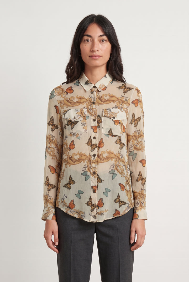 Blouse Beige et Marron - Taille XS/34 de la marque The Kooples | PARAD126675 - Vendu par Paradigme - Image 1