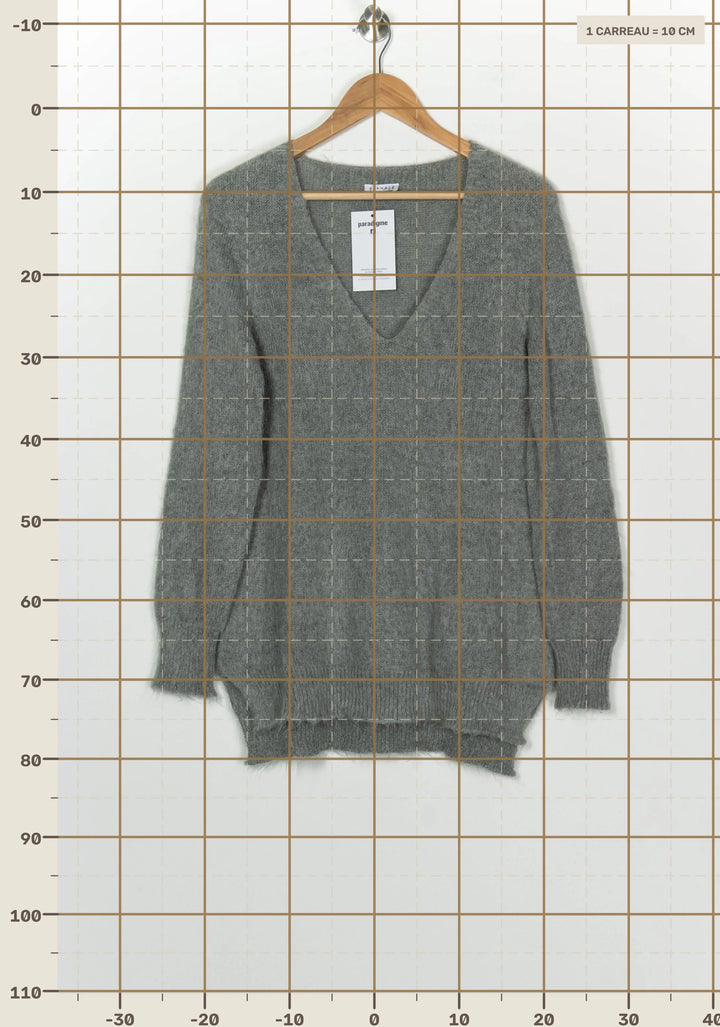 Pull à col V gris - Taille S/36 de la marque Claudie Pierlot | PARAD126676 - Vendu par Paradigme - Image 4