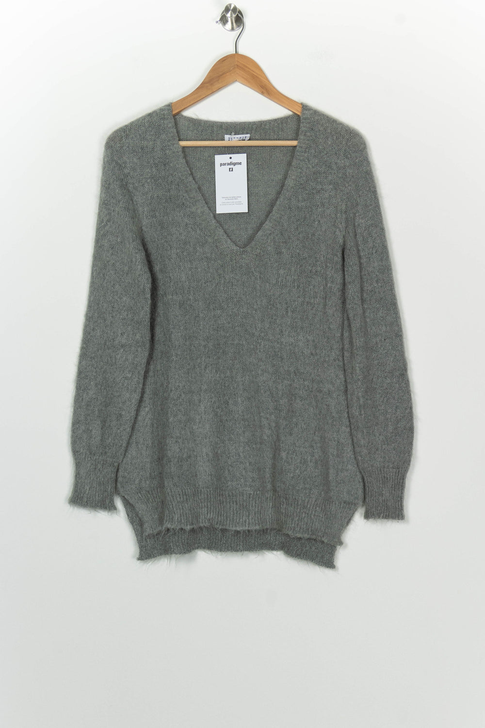 Pull à col V gris - Taille S/36 de la marque Claudie Pierlot | PARAD126676 - Vendu par Paradigme - Image 2