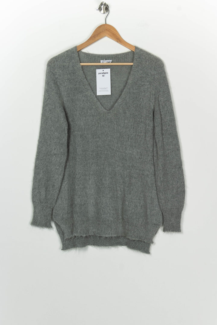 Pull à col V gris - Taille S/36 de la marque Claudie Pierlot | PARAD126676 - Vendu par Paradigme - Image 2