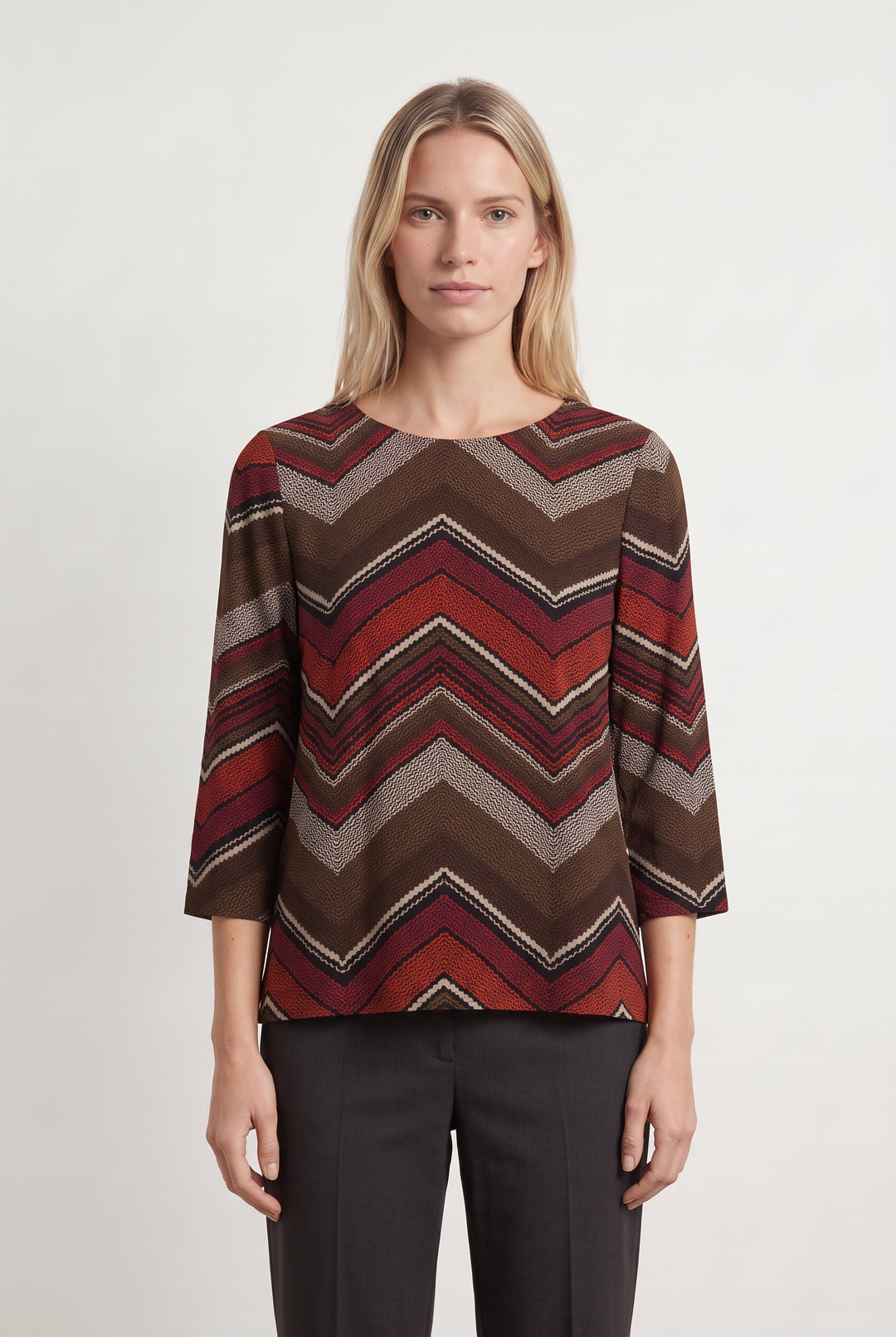 Blouse Marron et Rouge - Taille M/38 de la marque La Fée Maraboutée | PARAD126680 - Vendu par Paradigme - Image 1