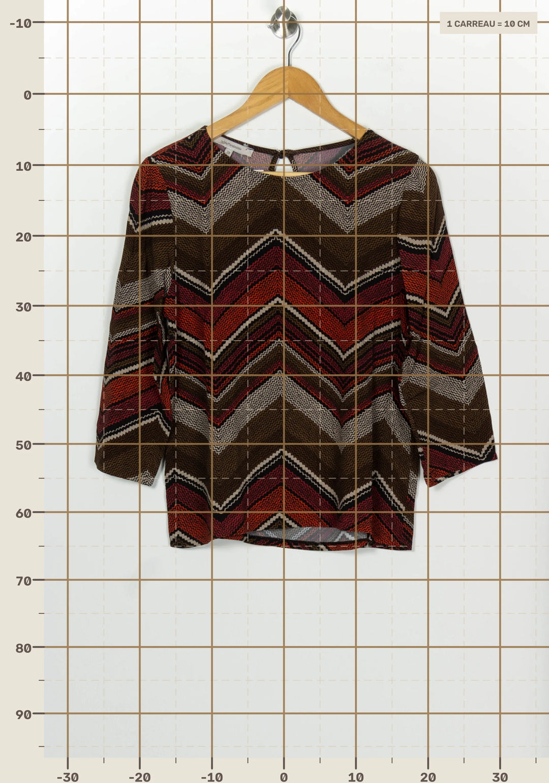 Blouse Marron et Rouge - Taille M/38 de la marque La Fée Maraboutée | PARAD126680 - Vendu par Paradigme - Image 4