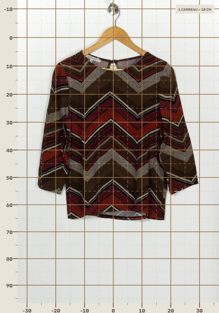 Blouse Marron et Rouge - Taille M/38 de la marque La Fée Maraboutée | PARAD126680 - Vendu par Paradigme - Image 4
