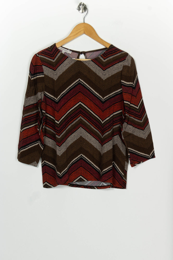 Blouse Marron et Rouge - Taille M/38 de la marque La Fée Maraboutée | PARAD126680 - Vendu par Paradigme - Image 2