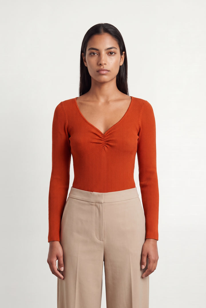 Body À Manches Longues Orange - Taille L/40 de la marque Sézane | PARAD126698 - Vendu par Paradigme - Image 1