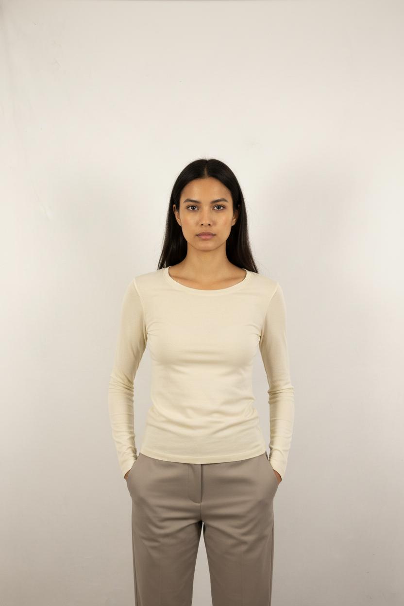 T-shirt Manches Longues Beige - Taille M/38
