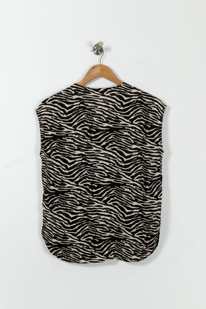 Blouse Noire et Blanche - Taille L/40 de la marque La Fée Maraboutée | PARAD12985 - Vendu par Paradigme - Image 4