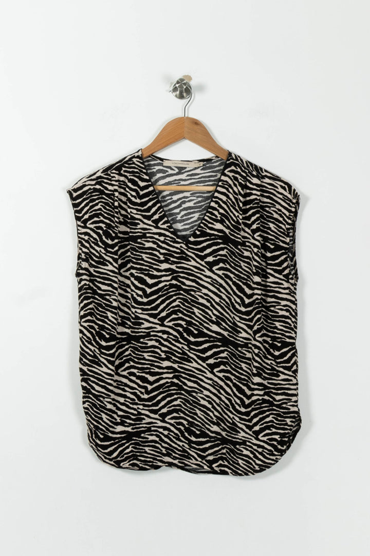 Blouse Noire et Blanche - Taille L/40 de la marque La Fée Maraboutée | PARAD12985 - Vendu par Paradigme - Image 2