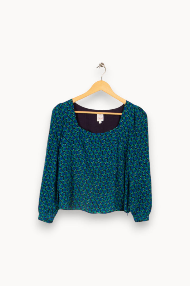 Blouse à motifs bleus et verts - Taille XS/34