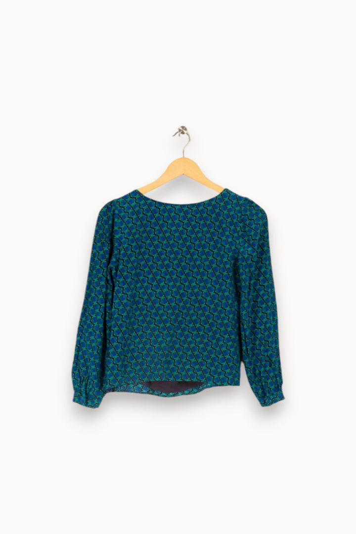 Blouse à motifs bleus et verts - Taille XS/34