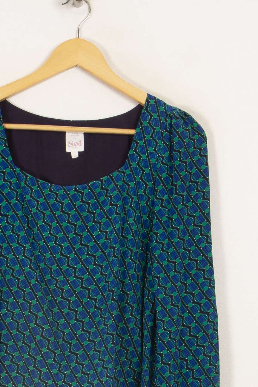 Blouse à motifs bleus et verts - Taille XS/34