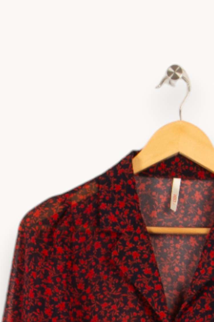 Chemise noire à motifs rouges - Taille S/36